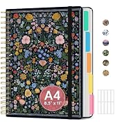 Large Lined Spiral Journal for Women Cute Hardcover 5 Subject Notebook for Work 8.5" x 11" with R...