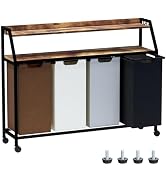 Timberer Laundry Hamper, Laundry Sorter 4 Section, Rolling Laundry Basket with Wheels, 2 Shelves,...