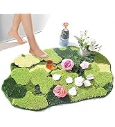 Hifuwan Cute Green Moss Shag Bathroom Rugs Leaf Bath Mats for Bathroom Decor Aesthetic Leaves Sof...