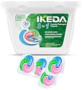 ikeda fragrance Laundry Detergent Pods, 30pcs Liquid Pacs 3-in-1 Powerful Clean Remover, Fabric S...