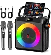 Karaoke Machine with 2 Wireless Microphones for Adults, Bluetooth 5.3 Speaker with Upgraded Subwo...