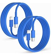 2Pack Blue Fast Charger Cable 6ft [Apple MFi Certified], USB Type C to Lightning Cable 6 Foot App...