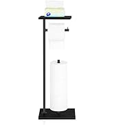Black Toilet Paper Holder Stand Toilet Paper Roll Holder with Reserve Free Standing Toilet Tissue...