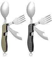 2Pcs Detachable Camping Utensils Cutlery Set, Caudblor Portable 4 in 1 Stainless Steel Travel Ute...
