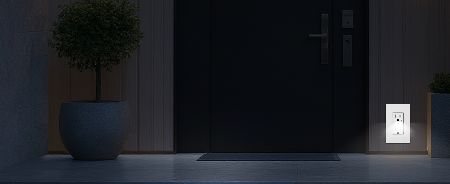 A welcoming glow from the MOES outlet lights the entryway, ensuring a safe return home at night