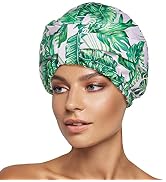 INNELO Luxury Shower Cap for Women Reusable Waterproof, Double Layered Shower Hair Cap with Adjus...