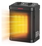Space Heater for Indoor Use, 1500W PTC Ceramic Heater with Thermostat, Small Space Heater 2S Rapi...