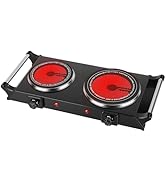 1800W Electric Double Hot Plates Dual Control Infrared Burner Ceramic Countertop Cooktop Portable...
