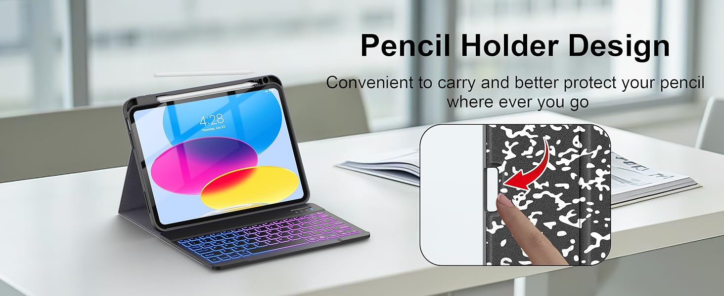 ipad A16 case with keyboard ipad 11th 10th generation case with keyboard pencil holder
