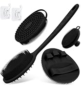 GEENOA Silicone Back/Body/Face Scrubber &amp; Soft Bath Glove Set 4PCS, Gentle Exfoliating Back &amp; Bod...