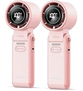 KIMMOO 2 Pack Pink Portable Handheld Turbo Fan-100 Speeds,Powerful 20000 RPM, 12Hrs Cooling, USB ...