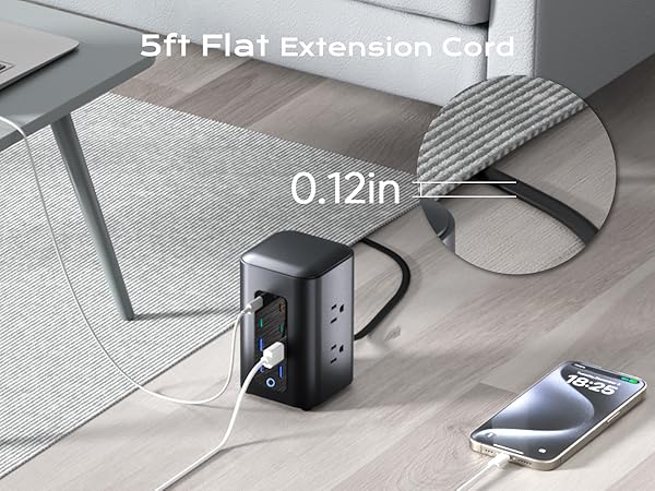 5FT Flat Extension Cord