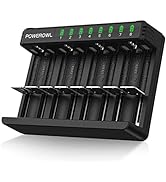 POWEROWL 8 Bay AA AAA C D Battery Charger, USB High-Speed Charging, Independent Slot, for Ni-MH N...
