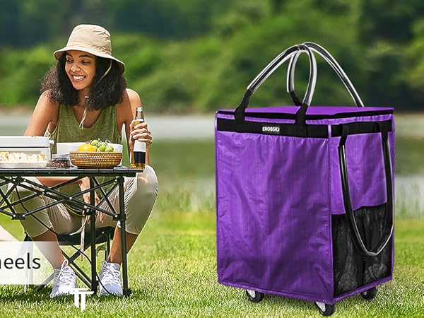 rolling tote bag reusable grocery bag on wheels rolling tote