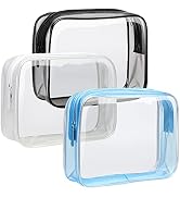 Clear Toiletry Bag, F-color 3 Pack TSA Approved Toiletry Bag Clear Makeup Bag, Travel Clear Cosme...