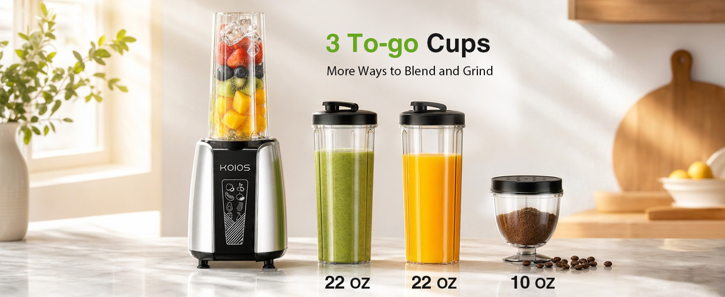 koios personal blender with 3 to-go cups