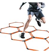 GHB Hex Agility Rings (6 Set) with Carry Bag, Portable Hexagon Speed Rings for Footwork Training,...