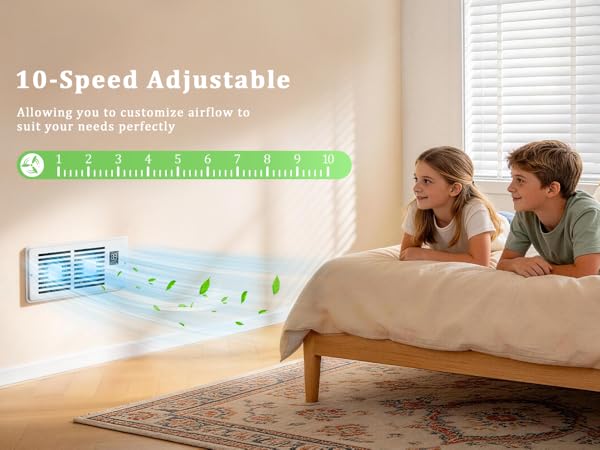 HVAC register fan - Fan Mode offers 10 adjustable speeds for customized airflow