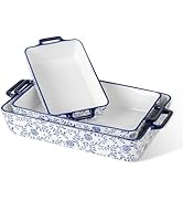 Cerkik Ceramic Bakeware Set - Casserole Dish Baking Dishes for Oven - Rectangular Lasagna Pans fo...