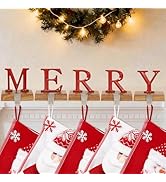 INNO STAGE Christmas Stocking Holders for Mantle Set of 5, Merry Stocking Holder with Non-Slip Ba...