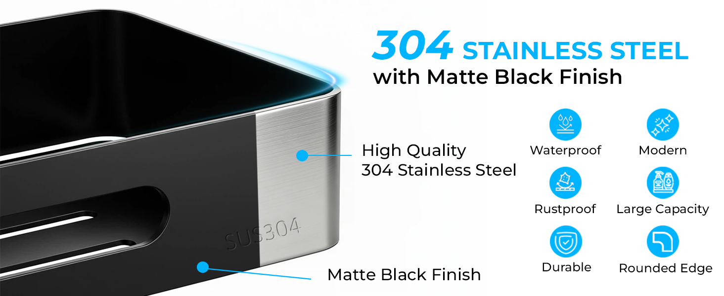 made of 304 stainless steel with modern matte black finish, waterproof &amp;amp; rustproof, sturdy &amp;amp; durable