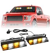 HLauto 2002L Emergency Dash Strobe Lights: 2x8.5 inch Amber White Safety Lights, 48 LED Flashing ...