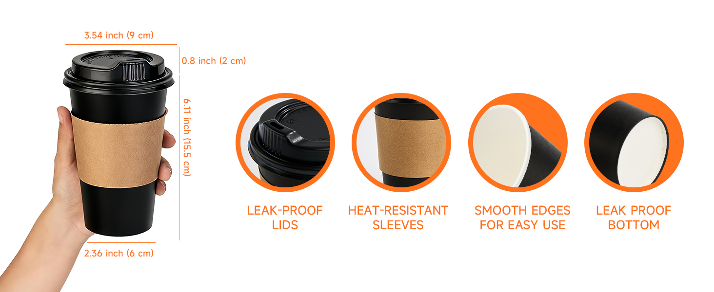 disposable coffee cups with lids 16 oz