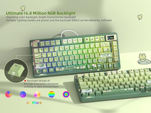 75% Percent Keyboard with Color Multimedia Display Mechanical Gaming Keyboard Cute Hot Swappable