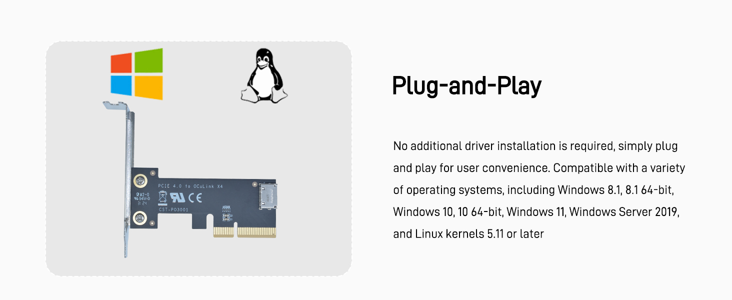 LetLinkSo Gen4 PCIe 4.0 x4 to Oculink SFF-8612 Internal SFF-8611 Adapter Card for NVMe