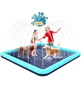 Bilibara 97'' Splash Pad for Dogs, Non-Slip Sprinkler for Kids, Square Splash Pad for Kids Ages 4...