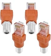 ZDRU 4PCS F-Type Female to RJ45 Male Coaxial Converter Ethernet Adapter, Coax Straight Connector ...