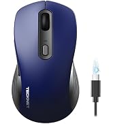 TECKNET Rechargeable Bluetooth Mouse, [ USB + BT5.0 + BT3.0 ] Wireless Mouse, Full-Size, Silent C...