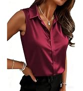 Zeagoo Womens Satin Blouse Sleeveless Silk Tank Tops Button Down Shirts Business Casual Outfits 2026