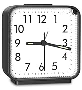 JXTZ Analog Alarm Clock, Bedside Clocks Battery Powered, Silent Non Ticking Travel Clock with Nig...