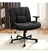 VENDORZ Criss Cross Chair with Wheels, Vanity Chair with Back and Flip-Up Arms, Wide Seat Criss C...