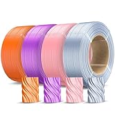 SUNLU 500g Silk PLA Filament Refill 1.75mm 4-Color, No-Spool 3D Printer Silk Filament Bundle for ...