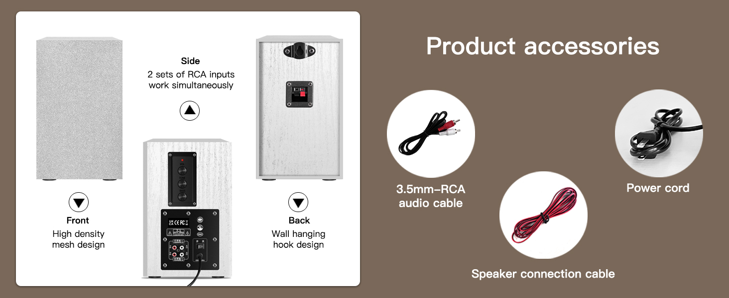 Accessories included with the speakers