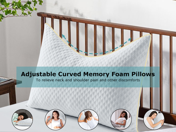 adjustable memory foam curved pillows
