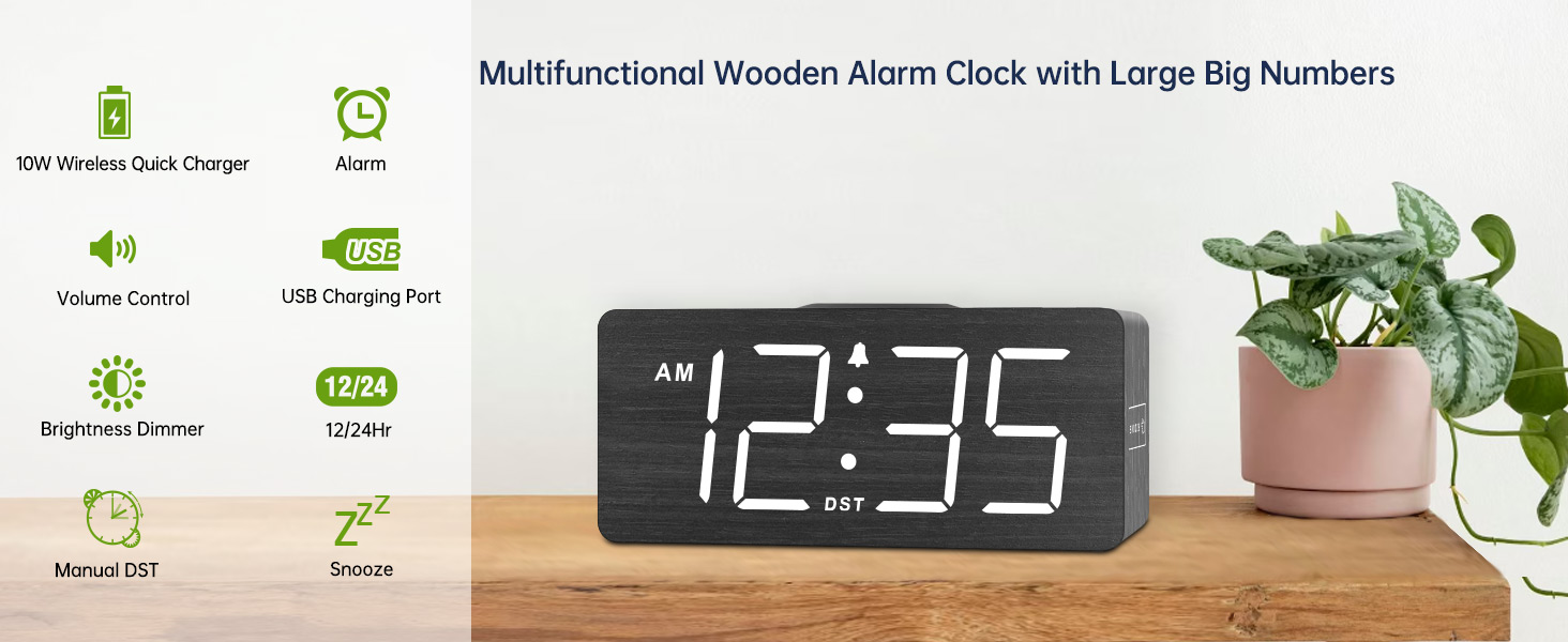 wooden digital clock