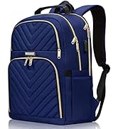 Kuosdaz Quilted Backpack for Women, 15.6 Inch Large Bookbag for Girls, Fashion Student College Sc...