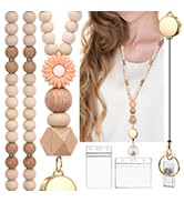 YAVVOZH Teacher Lanyard with Id Holder, Cute Lanyards for Id Badges Keys, Retractable Natural Woo...