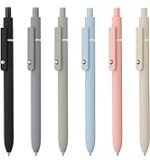 LINFANC 6 Pack Cute Gel Pens, Retractable Quick Dry Gel Ink Pen, Fine Point 0.5mm Black Ink Rolli...