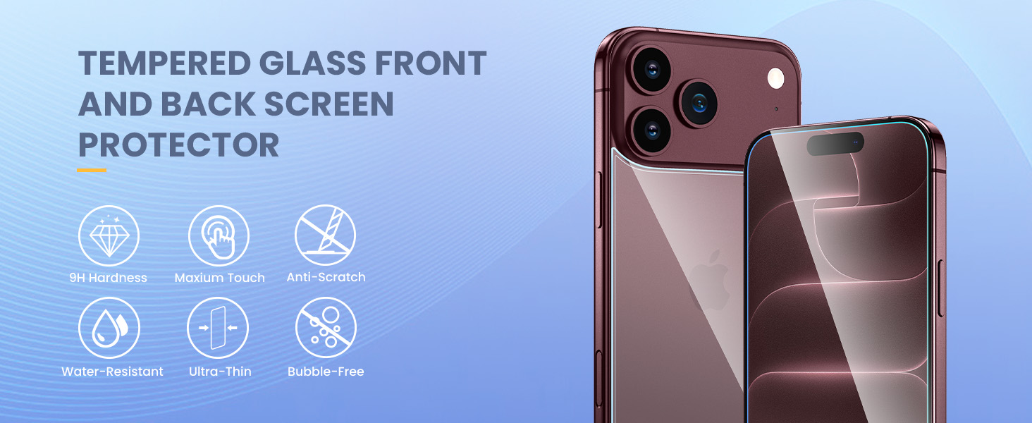 Maxdara for iPhone 18 Pro Back Screen Protector &amp;amp;amp; Front Screen Protector Camera Protector