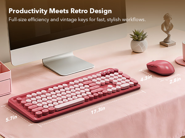 Full-Size Typewriter Style Keyboard add a vintage touch to your workspace.