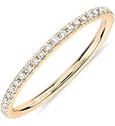 PAVOI 14K Gold Plated Solid 925 Sterling Silver CZ Simulated Diamond Stackable Ring Eternity Band...