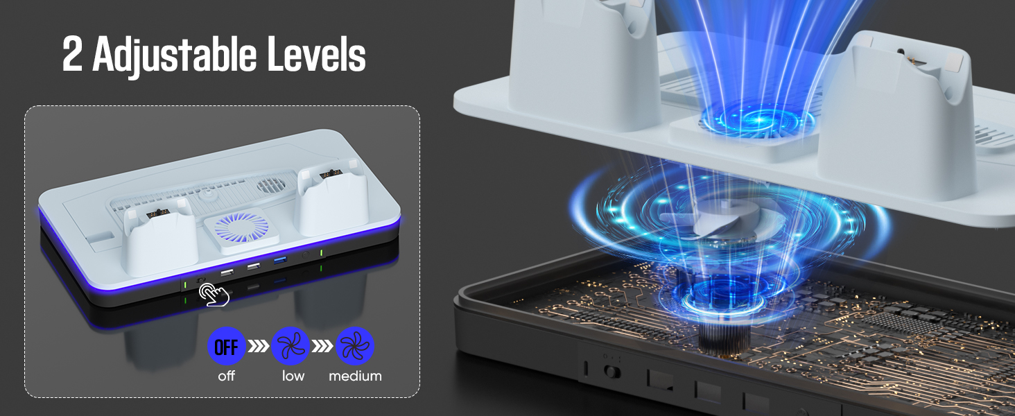 ps5 docking station with cooling fan
