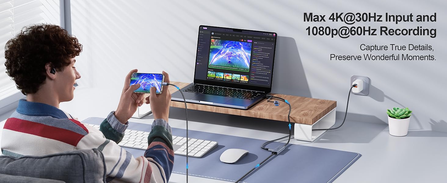 BENFEI USB C Video/Audio Capture Card Supporting Full HD 1080P 60FPS for Streaming, Recording