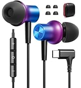 iMangoo USB C Ear Buds Wired Headphone, 90° Angled Plug in USBC Headphones Wire Earbuds Corded Ea...
