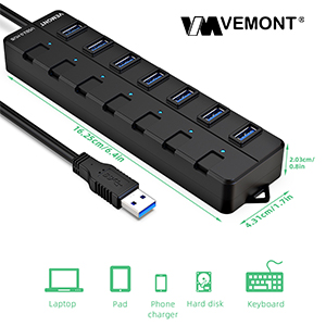VEMONT 7-port USB 3.0 HUB