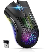VEGCOO Wireless Gaming Mouse, Silent Click Gaming Mouse Wireless Rechargeable with 5 Lights Modes...